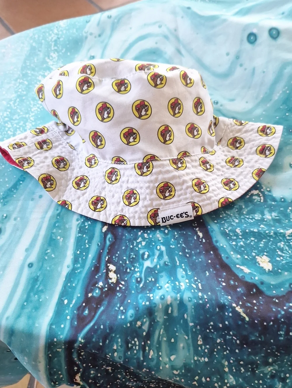 White Logo Print Sun Bucket Hat
